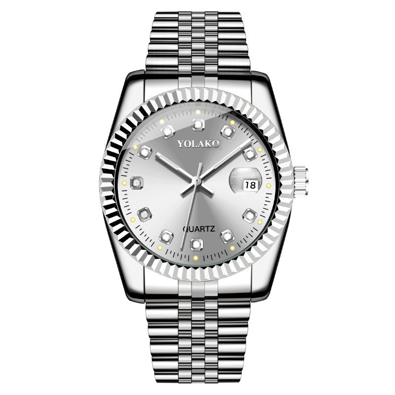 Fashion Diamond Men's Steel Strap Watch