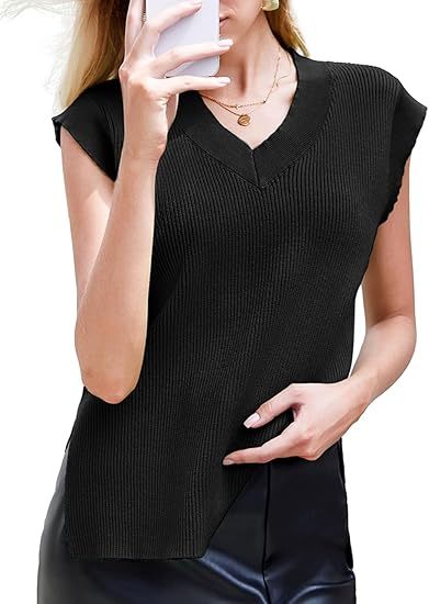 Solid V-neck Vest Sweater