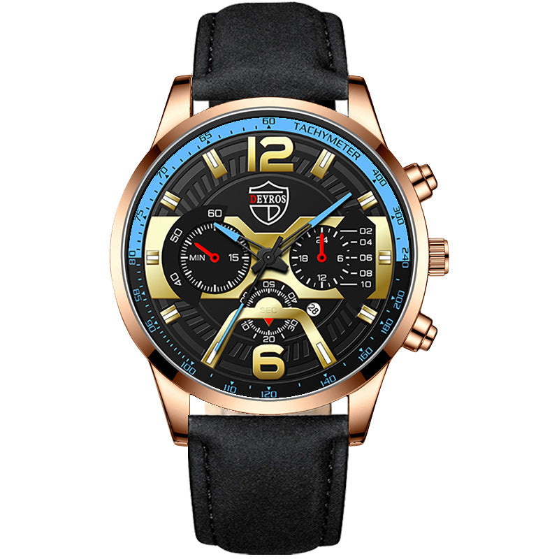 Fashion Men's Business Belt Quartz Watch Men's Calendar Watch DEYROS Brand Watch Spot Wholesale