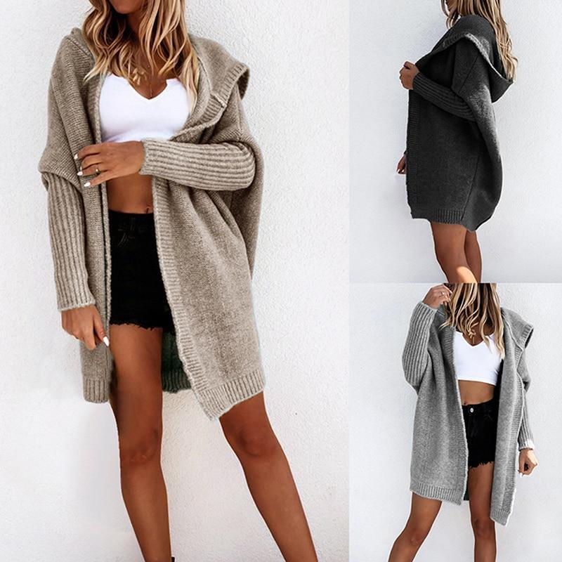 Solid color casual loose sweater coat