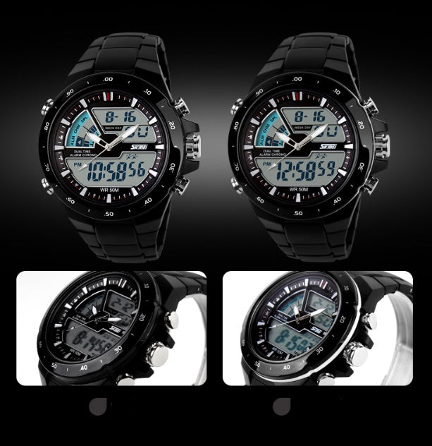 Dual display waterproof watch