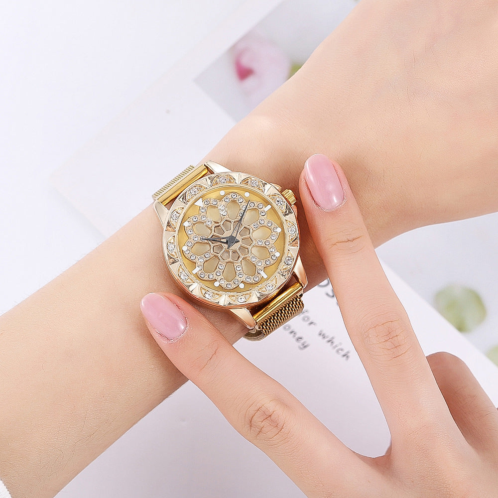 Time to run ladies magnet buckle quartz
