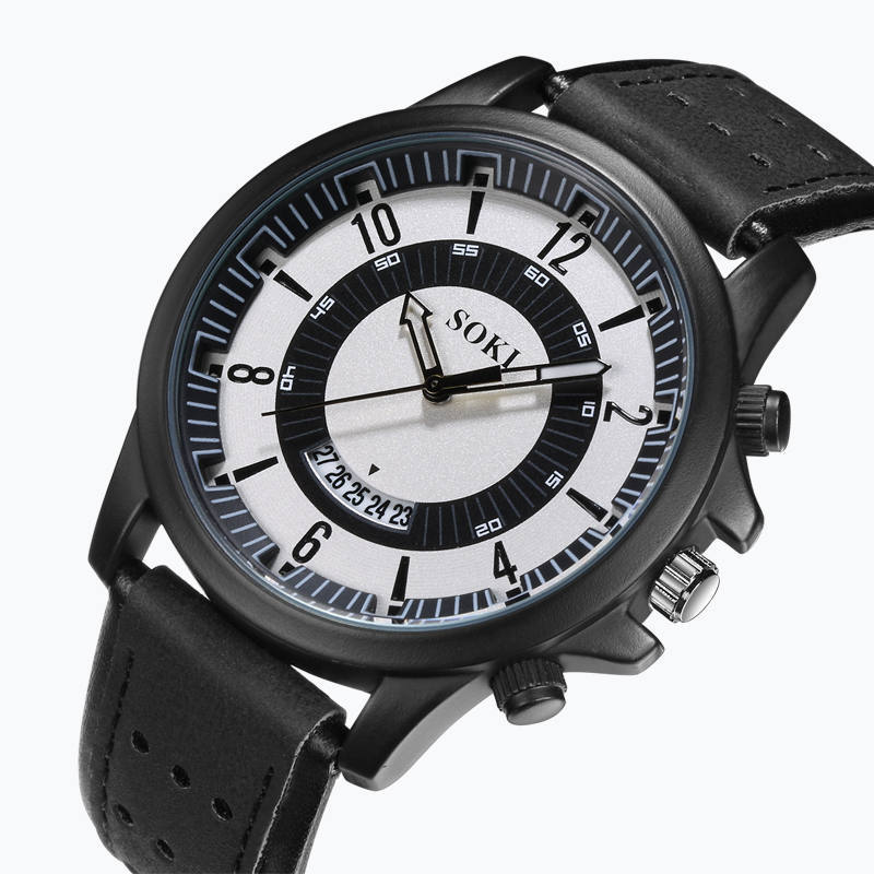 Men's watch with large dial frosted belt