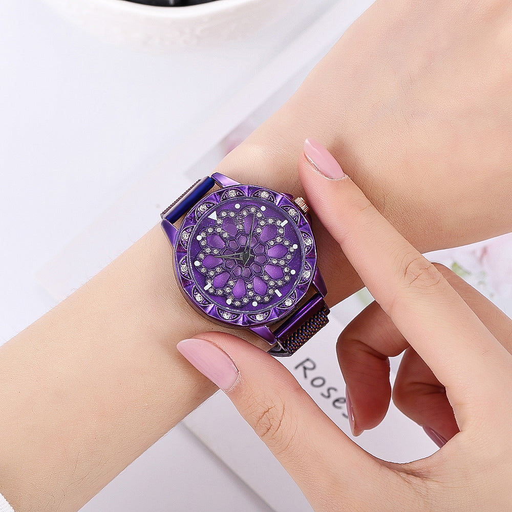 Time to run ladies magnet buckle quartz