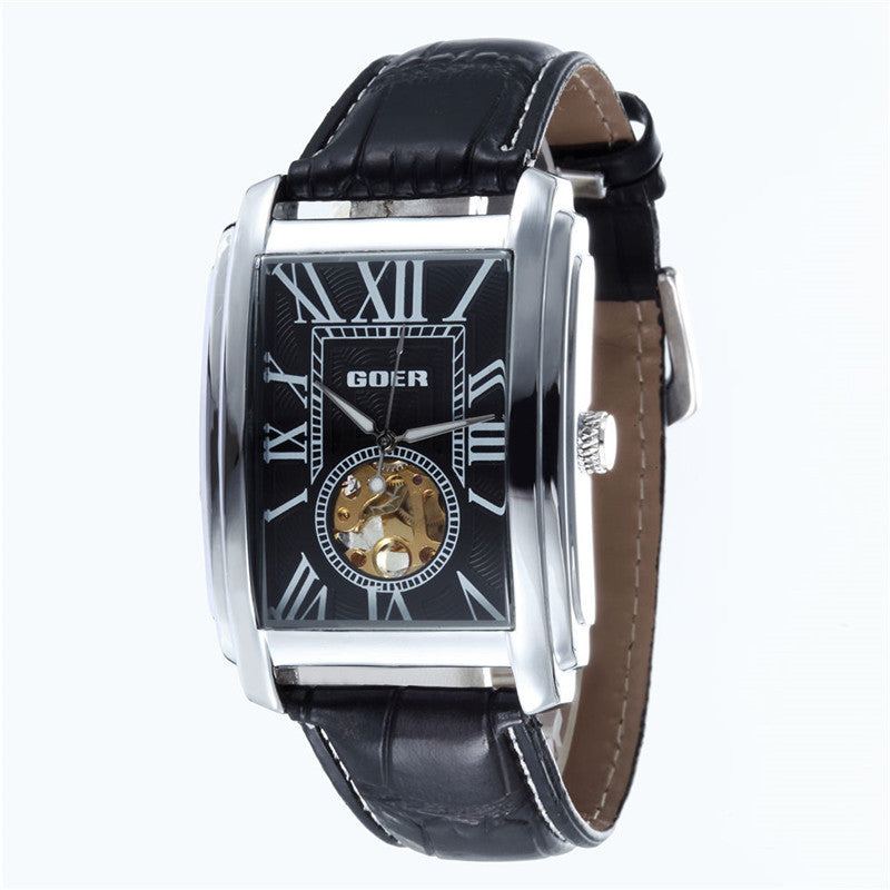 Men's skeleton mechanical watch