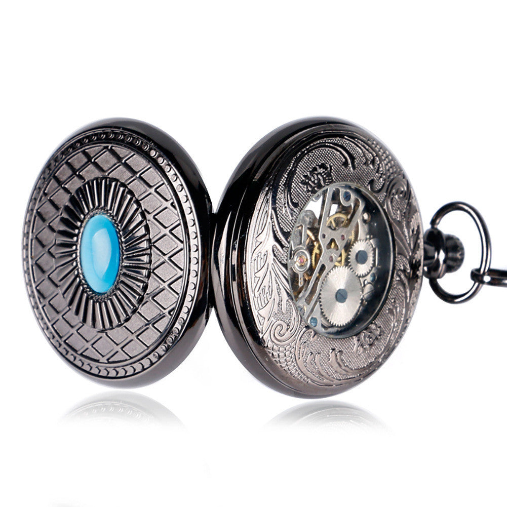 Classic black sapphire manual mechanical large pocket watch