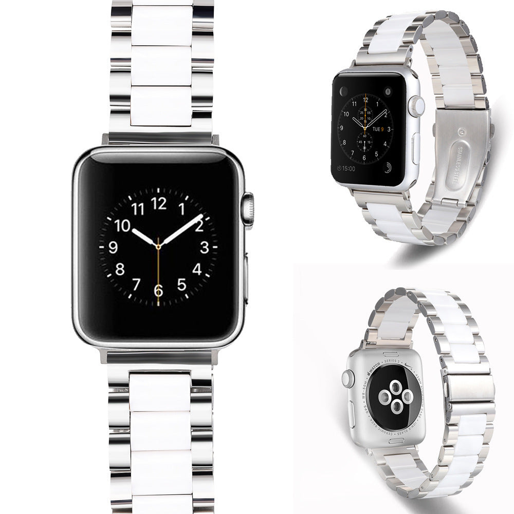 Ceramic strap three bead stainless steel ceramic strap