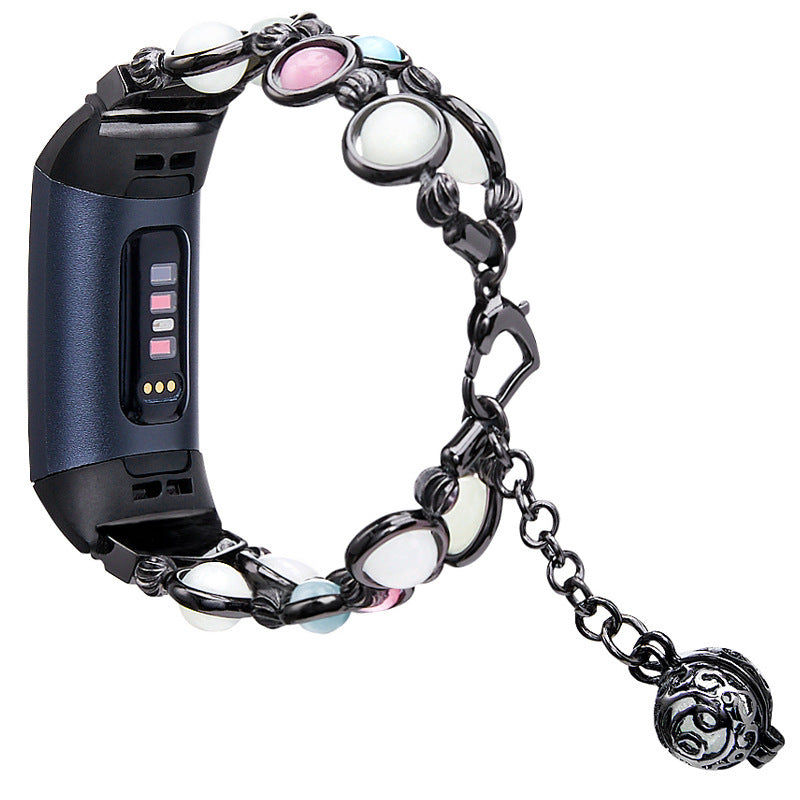 Metal Watch Strap Pure Hand - made Luminous Agate Strap