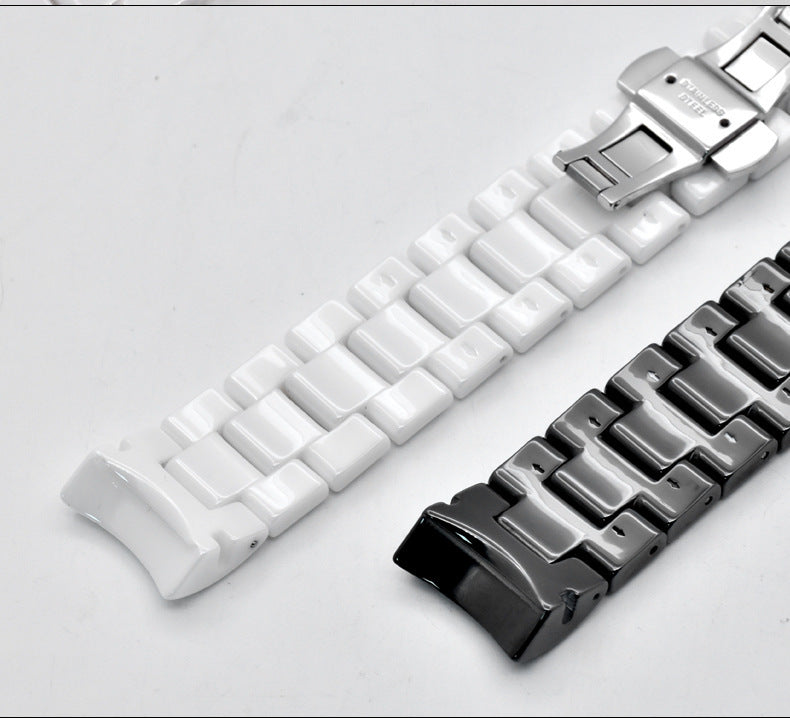 Adapt To The AR14001410 Series Of AMani Watch Bracelet, Black Curved Ceramic Watch Strap 22mm
