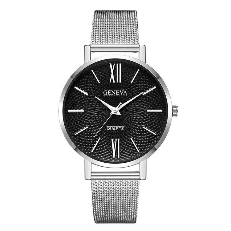 Large Dial Thin Strap Watch Minimalist Steel Band Quartz Watch