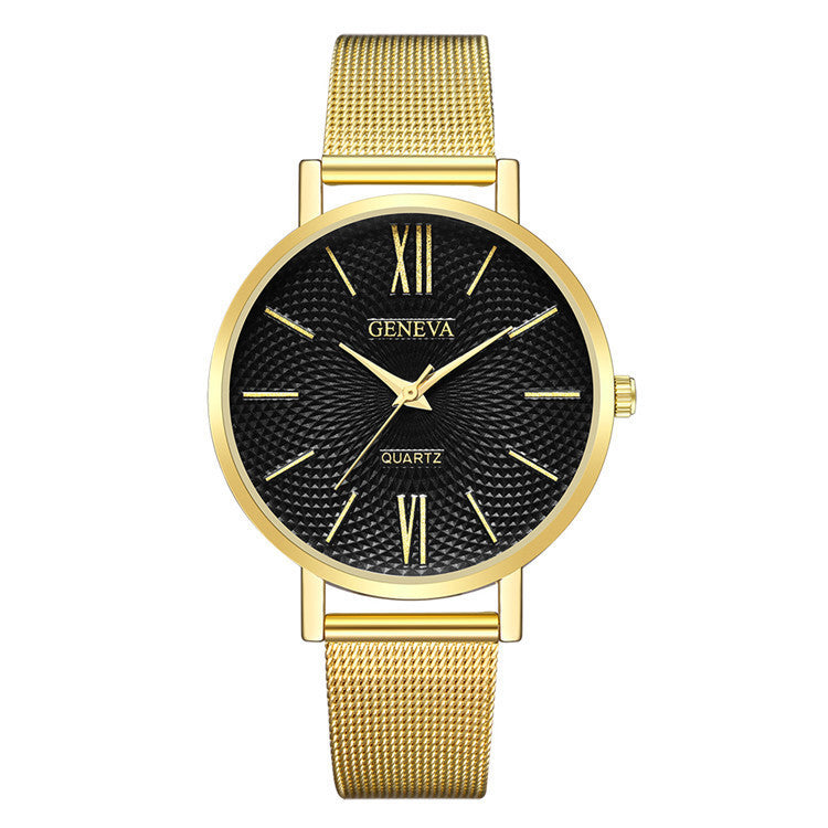 Large Dial Thin Strap Watch Minimalist Steel Band Quartz Watch