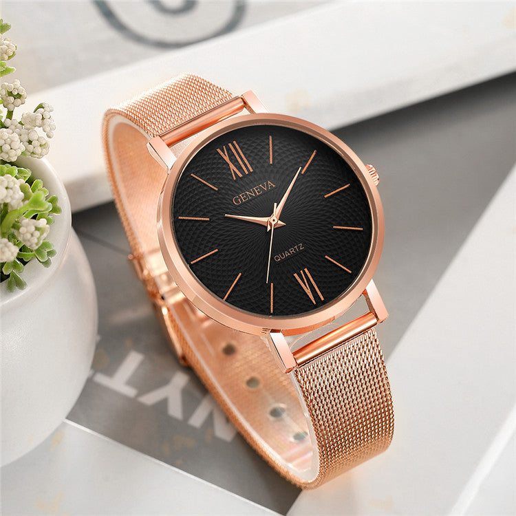Large Dial Thin Strap Watch Minimalist Steel Band Quartz Watch