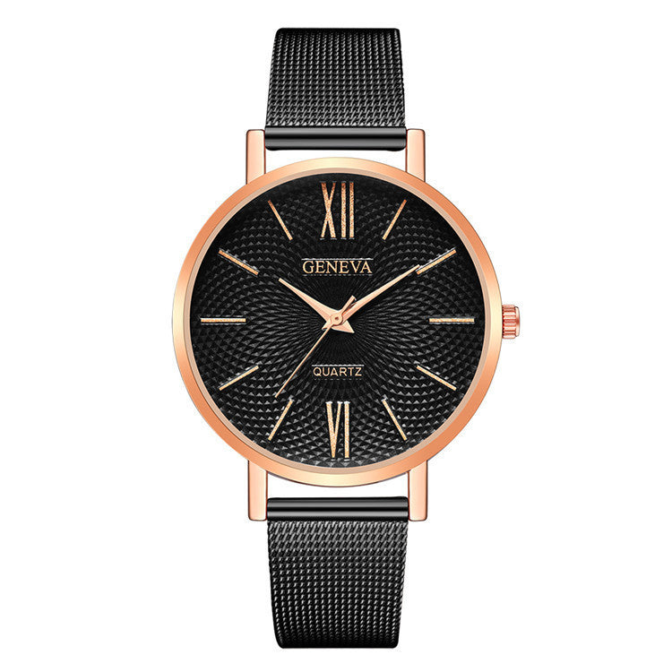 Large Dial Thin Strap Watch Minimalist Steel Band Quartz Watch