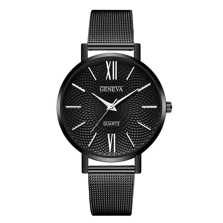 Large Dial Thin Strap Watch Minimalist Steel Band Quartz Watch