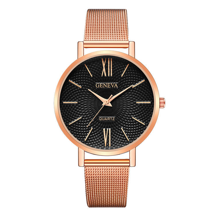 Large Dial Thin Strap Watch Minimalist Steel Band Quartz Watch