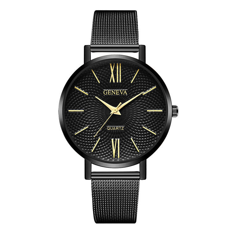 Large Dial Thin Strap Watch Minimalist Steel Band Quartz Watch