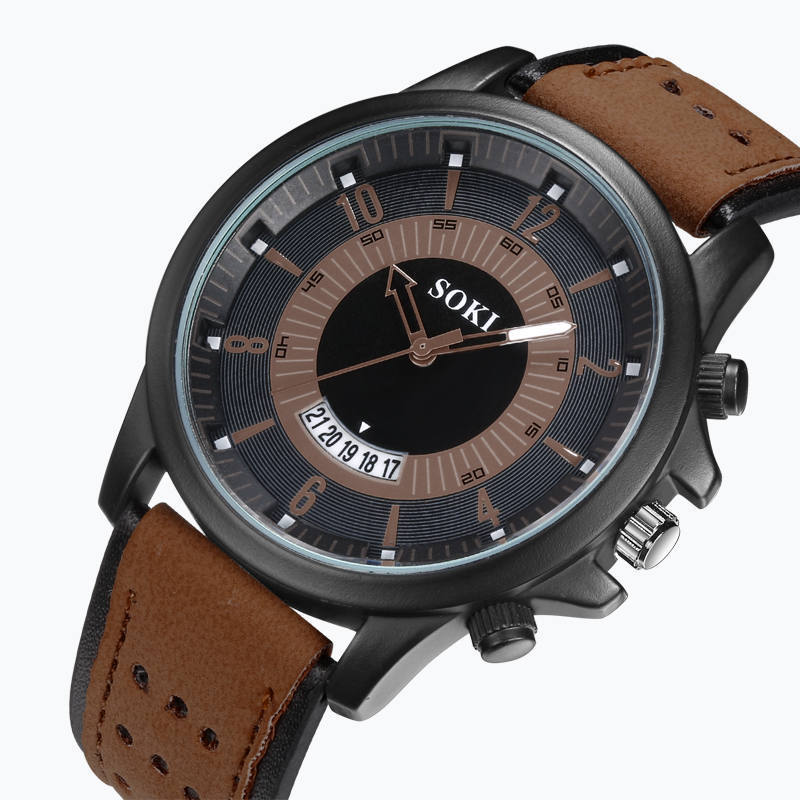 Men's watch with large dial frosted belt