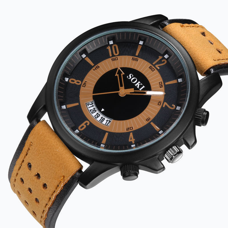 Men's watch with large dial frosted belt