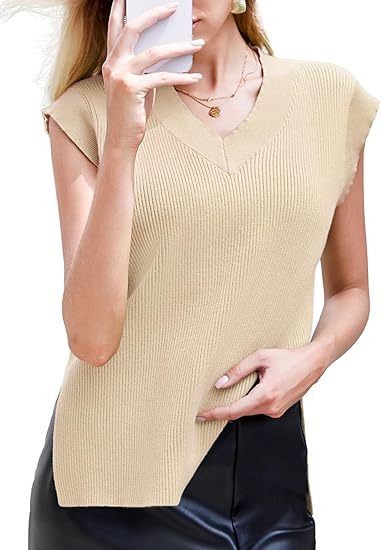 Solid V-neck Vest Sweater