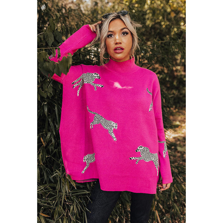 High Neck Split Casual Loose Batwing Sleeve Sweatshirt