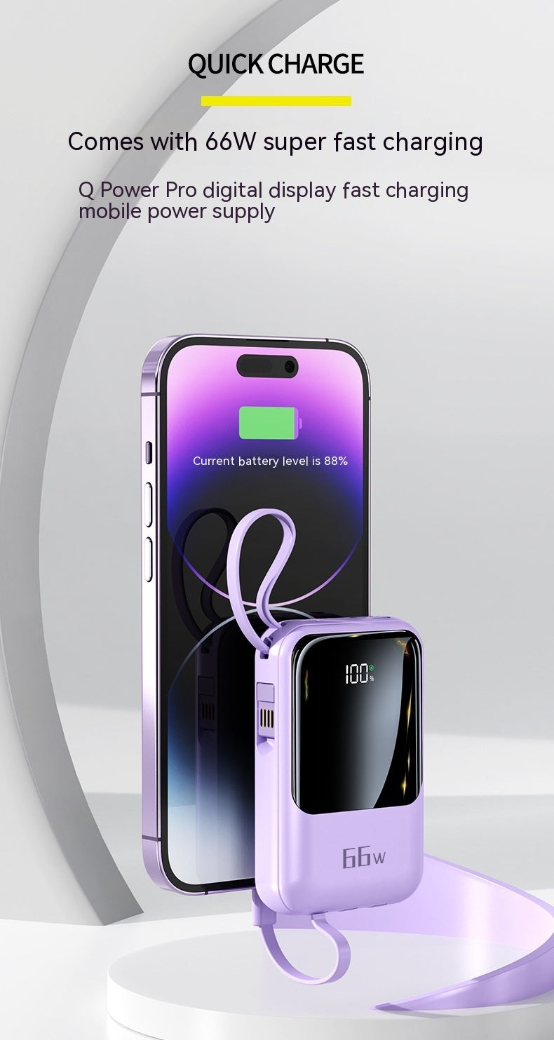 20000MA Large Capacity Mini Comes With Four-wire Power Bank PD66w Super Fast Charge Mobile Power Supply