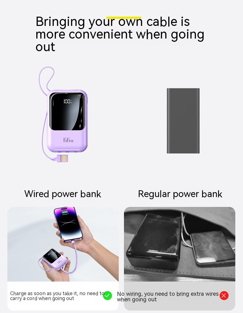 20000MA Large Capacity Mini Comes With Four-wire Power Bank PD66w Super Fast Charge Mobile Power Supply