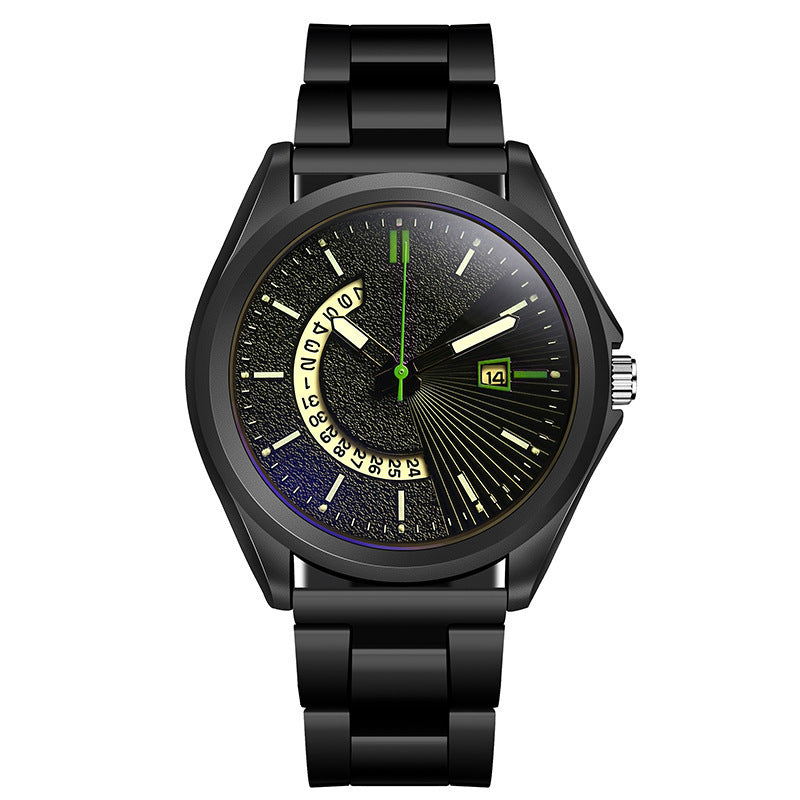 Men's Sports Steel Band Luminous Watch Hollow Calendar Blue Light