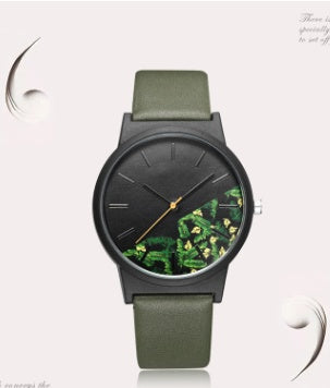New half flower cut strap ladies watch Literary print quartz watch