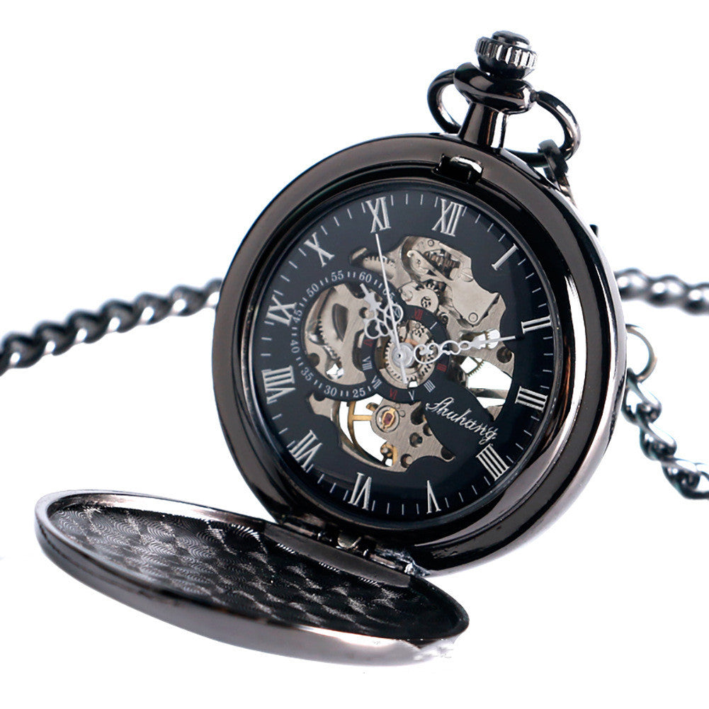 Classic black sapphire manual mechanical large pocket watch