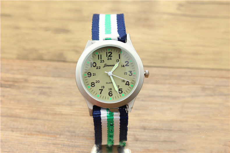 Male and female students outdoor sports nylon watch