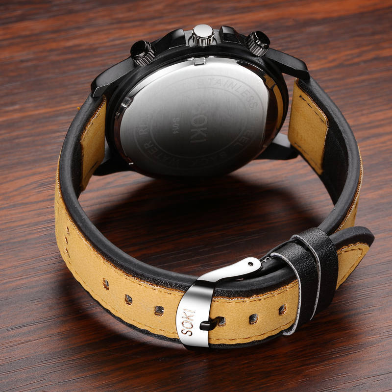Men's watch with large dial frosted belt