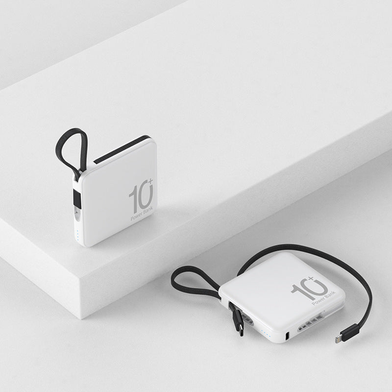 Mini Power Bank Large Capacity Small And Ultra-thin With Cable Portable Power Source