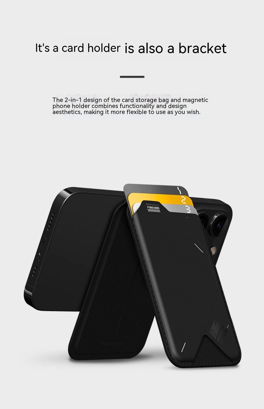 Magnetic Flip Card Holder G02 Two-in-one Wallet Multi-angle Folding Mobile Phone Holder Ultra-thin Portable