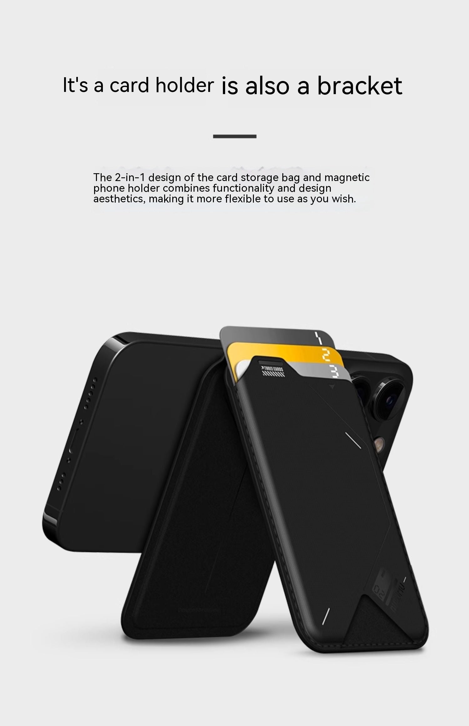 Magnetic Flip Card Holder G02 Two-in-one Wallet Multi-angle Folding Mobile Phone Holder Ultra-thin Portable