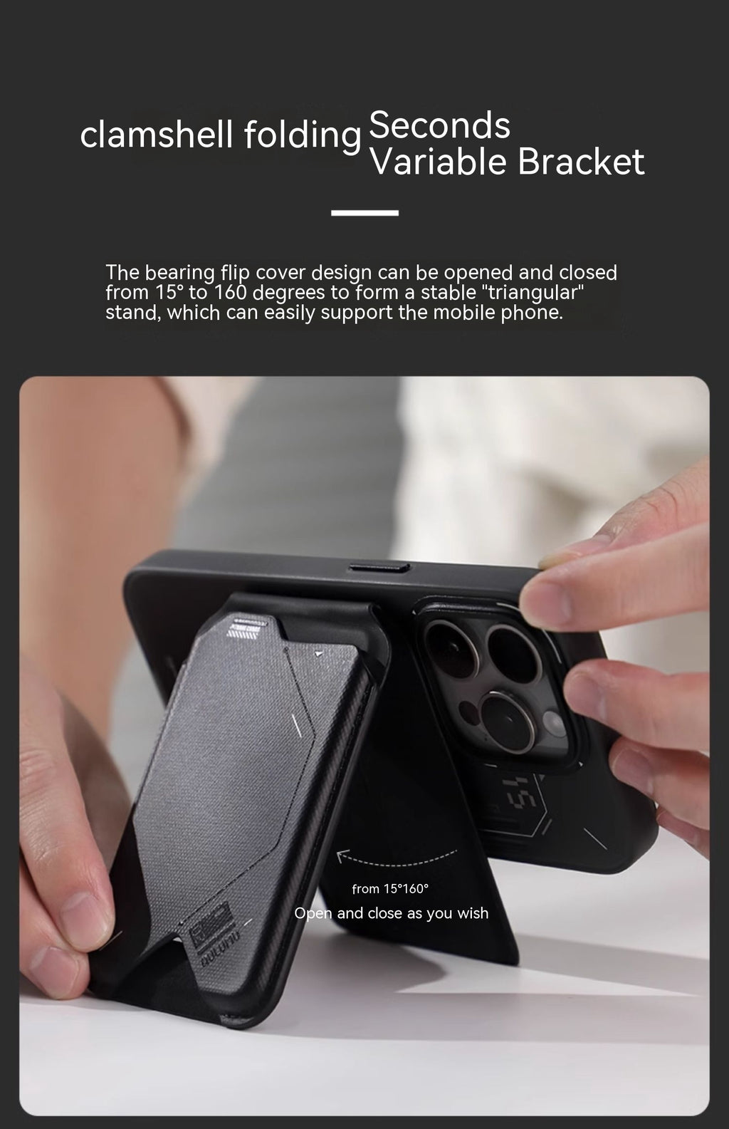 Magnetic Flip Card Holder G02 Two-in-one Wallet Multi-angle Folding Mobile Phone Holder Ultra-thin Portable