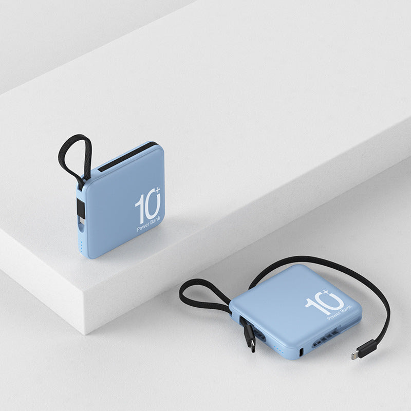 Mini Power Bank Large Capacity Small And Ultra-thin With Cable Portable Power Source