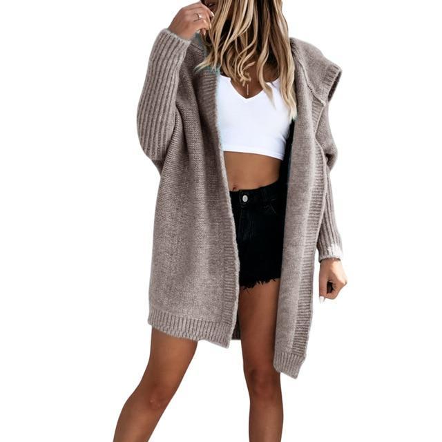Solid color casual loose sweater coat