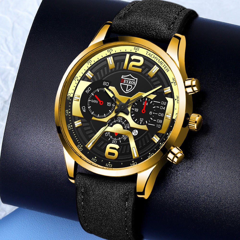 Fashion Men's Business Belt Quartz Watch Men's Calendar Watch DEYROS Brand Watch Spot Wholesale