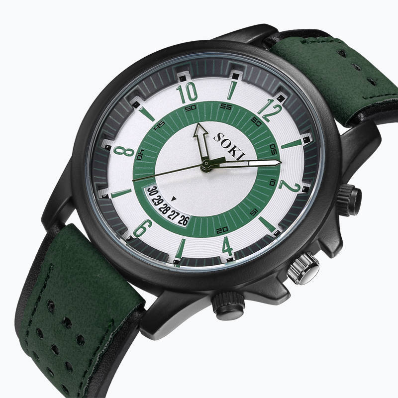 Men's watch with large dial frosted belt