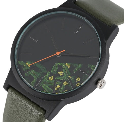 New half flower cut strap ladies watch Literary print quartz watch