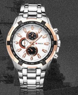 Business fashion casual sports six-needle steel belt men's quartz watch