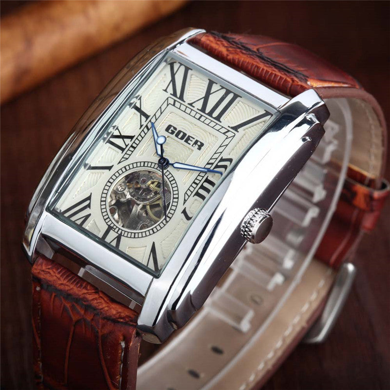 Men's skeleton mechanical watch