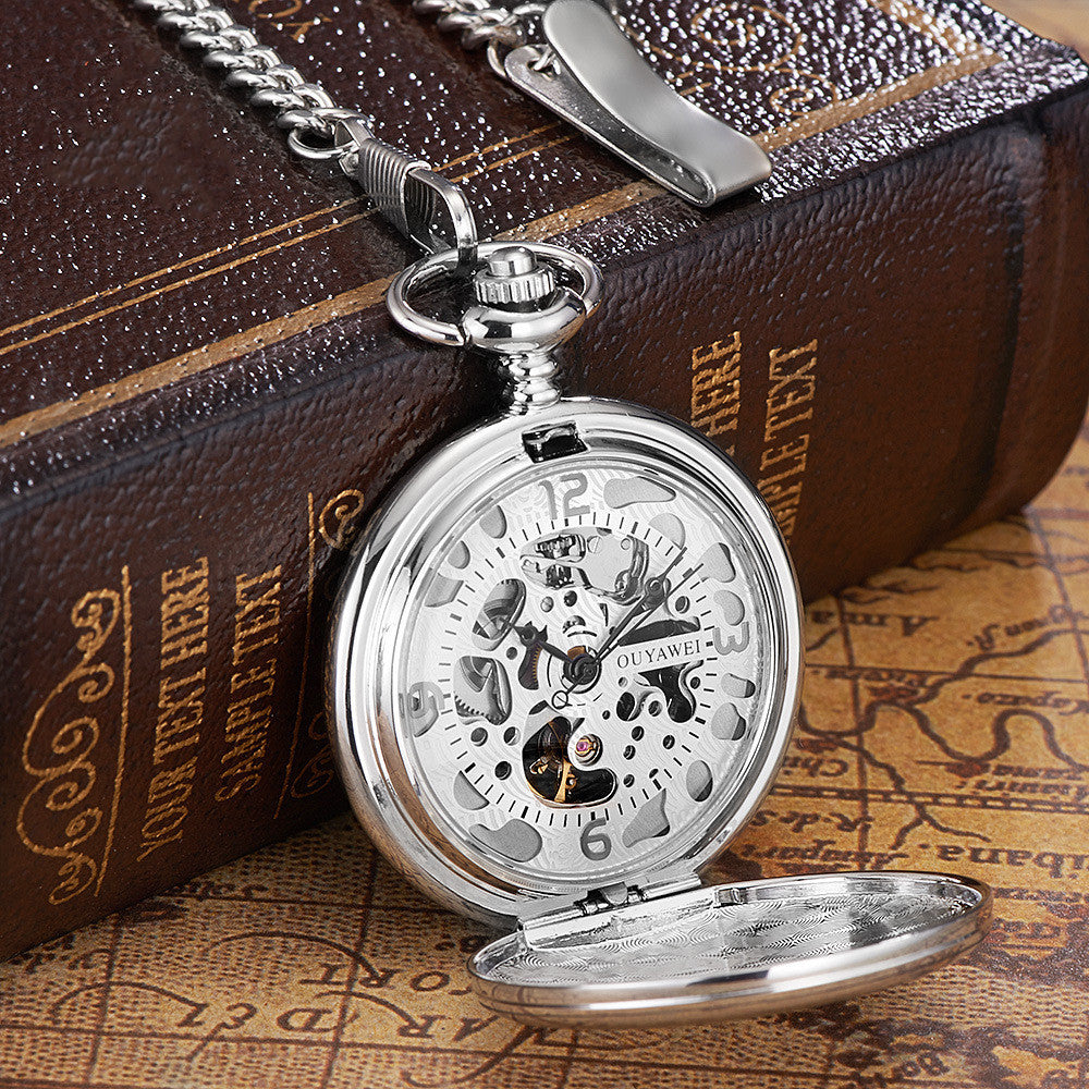 Manual Winding Pocket Watch With See Through Back