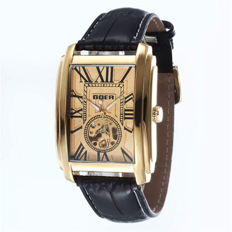 Men's skeleton mechanical watch