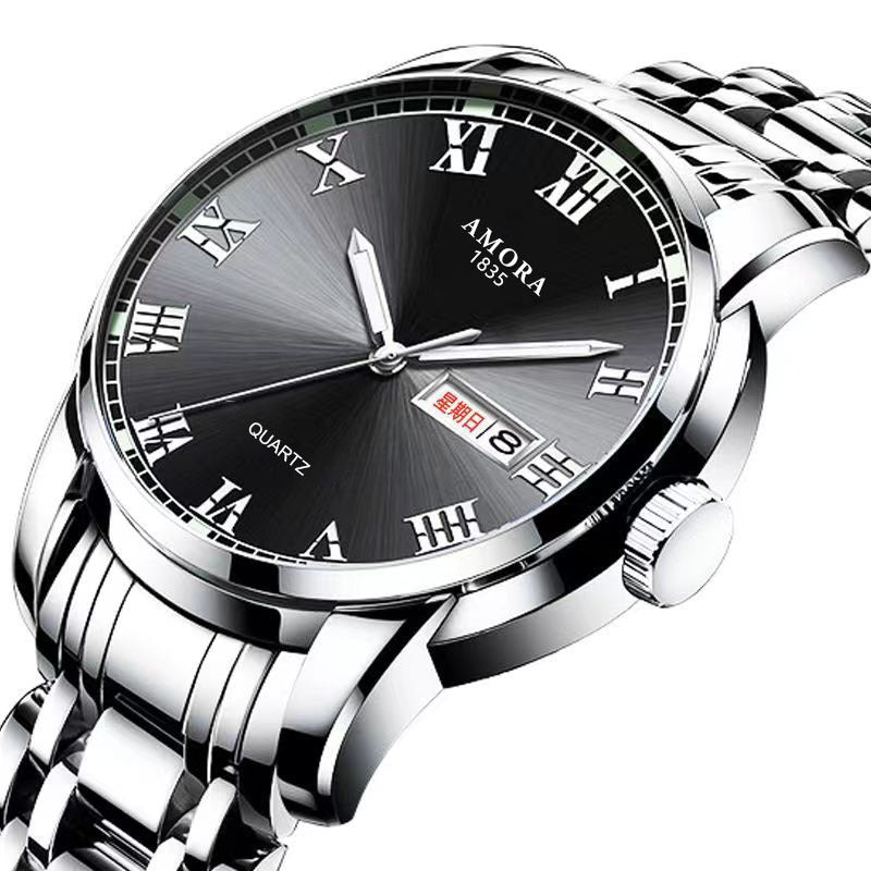 New Men's Watch Steel Belt Quartz Watch Men's Watch Waterproof Luminous