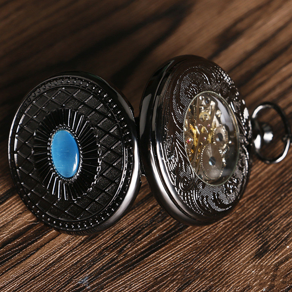 Classic black sapphire manual mechanical large pocket watch