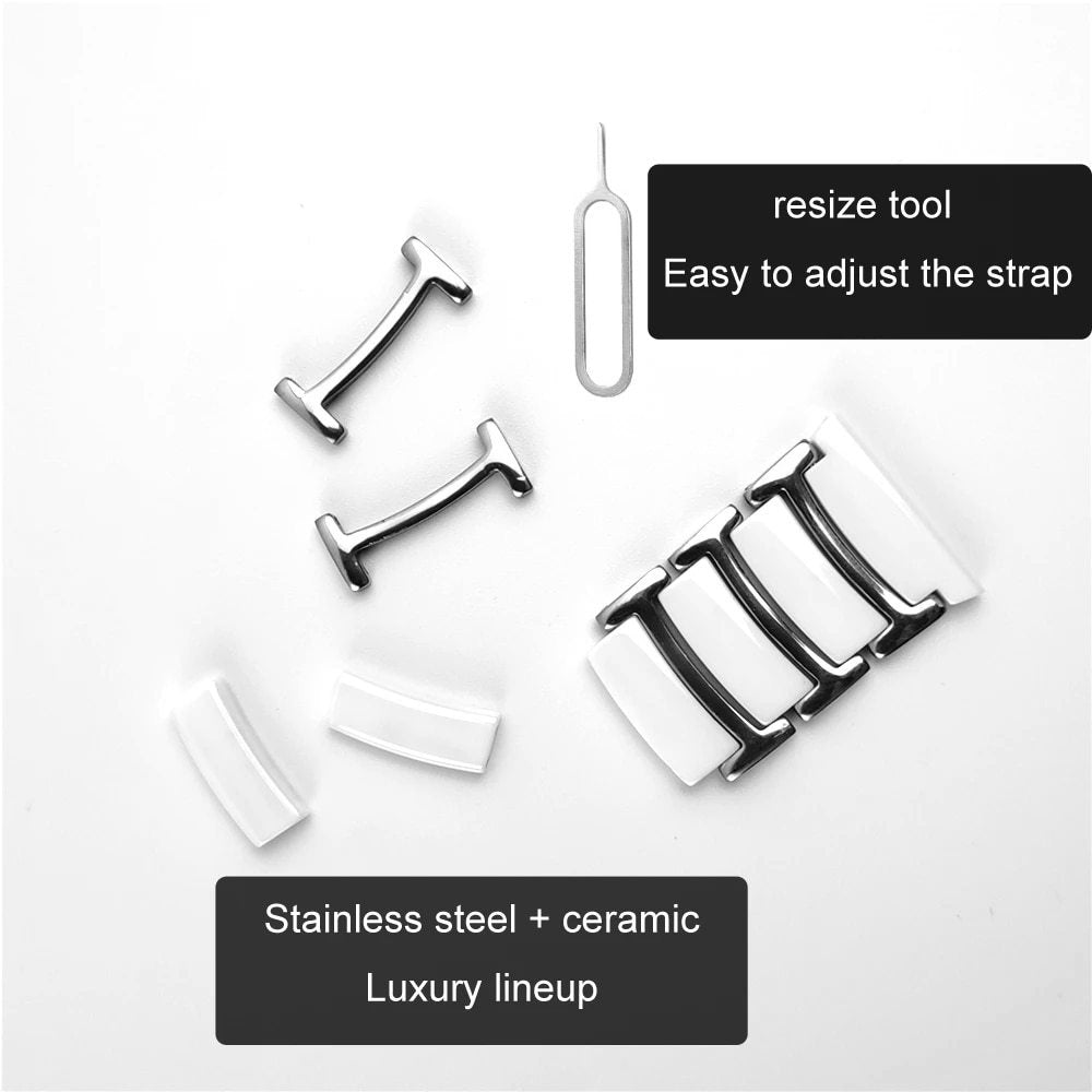 Ceramic strap three bead stainless steel ceramic strap
