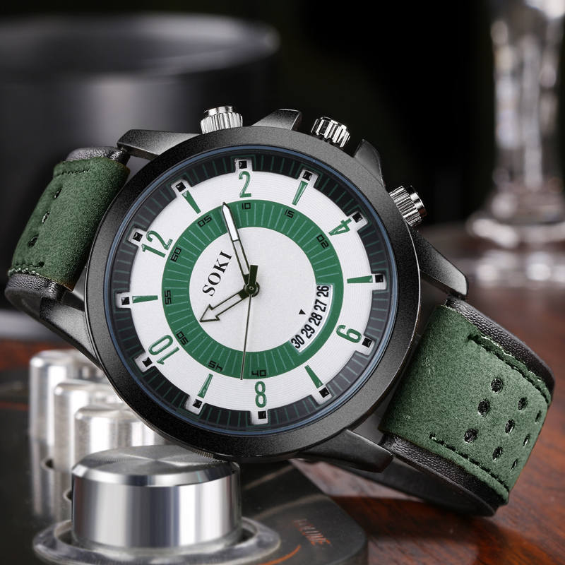 Men's watch with large dial frosted belt