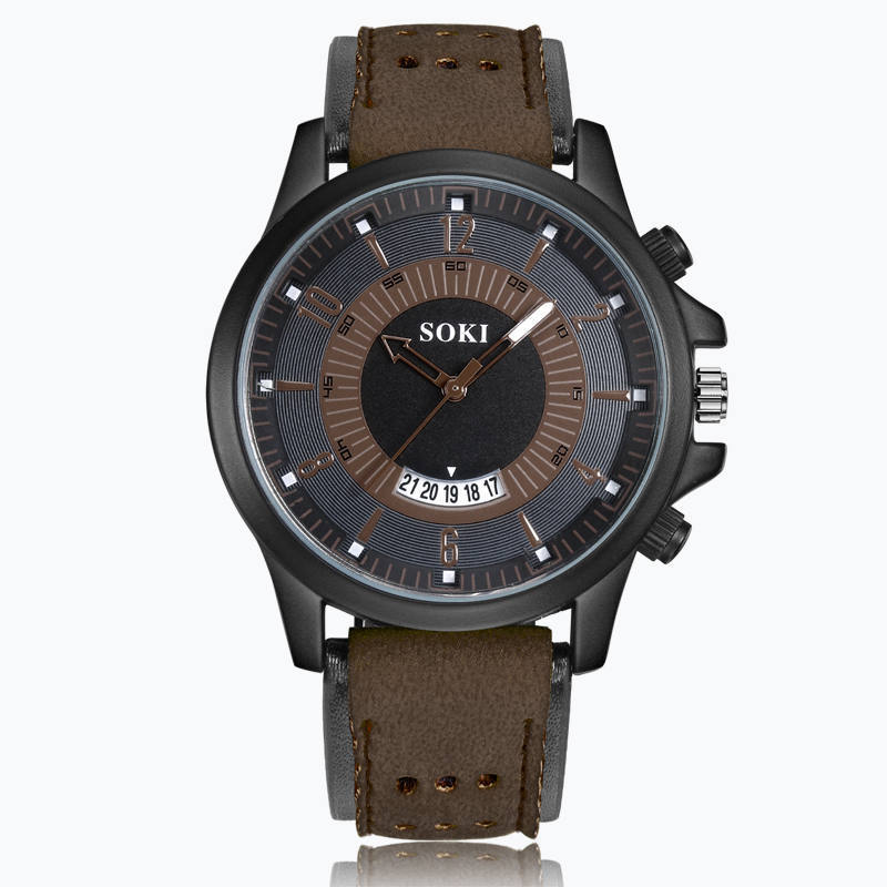Men's watch with large dial frosted belt