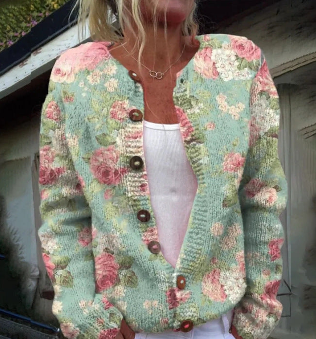 3D Digital Printing Cardigan Knitted Coat